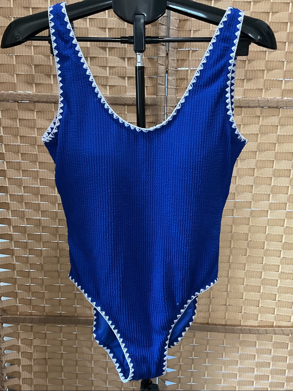 Betsey Johnson Royal Blue One-Piece Swimsuit with White Trim NWOT